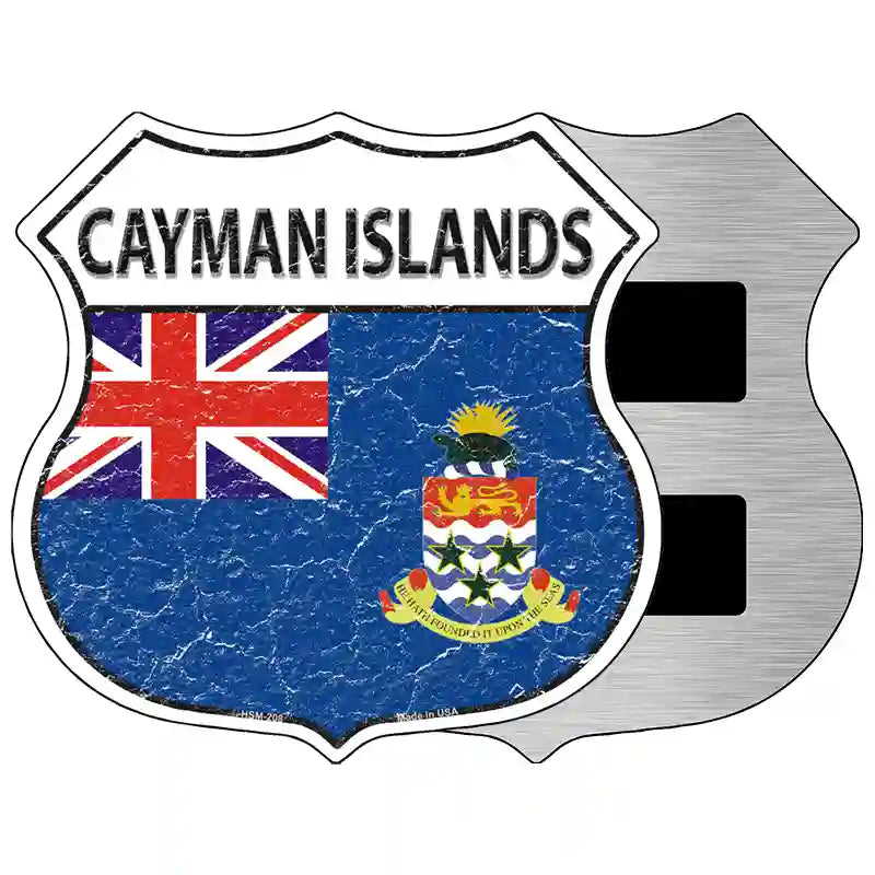 Cayman Islands Flag Highway Shield Metal Sign 5" (HSM)