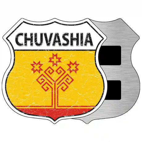 Chuvashia Flag Highway Shield Metal Sign 5" (HSM)