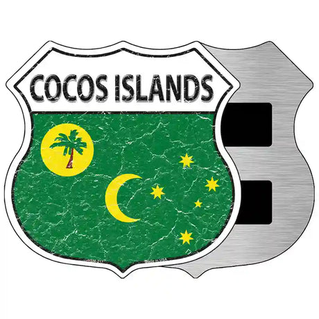 Cocos Islands Flag Highway Shield Metal Sign 5" (HSM)