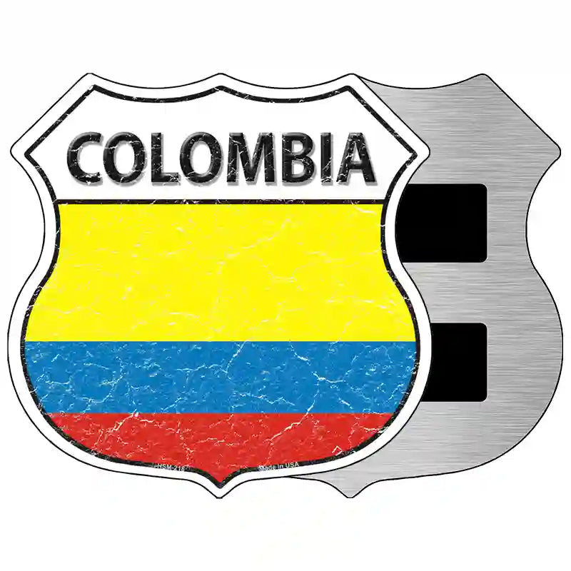 Colombia Flag Highway Shield Metal Sign 5" (HSM)