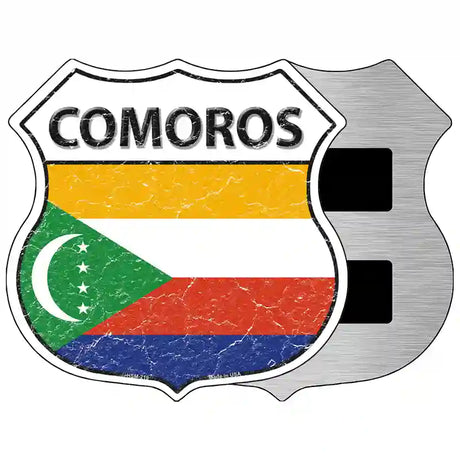 Comoros Flag Highway Shield Metal Sign 5" (HSM)