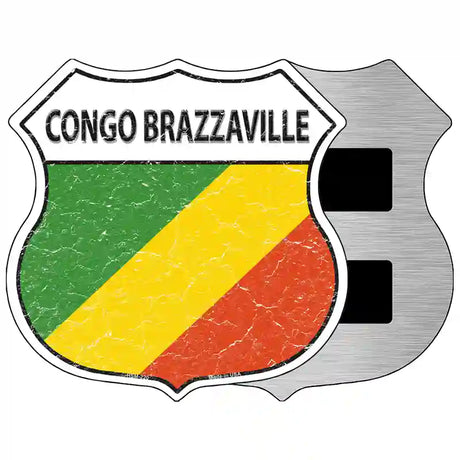 Congo Brazzaville Flag Highway Shield Metal Sign 5" (HSM)