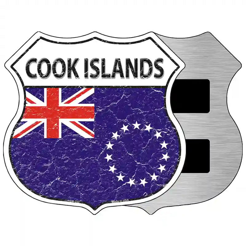 Cook Islands Flag Highway Shield Metal Sign 5" (HSM)