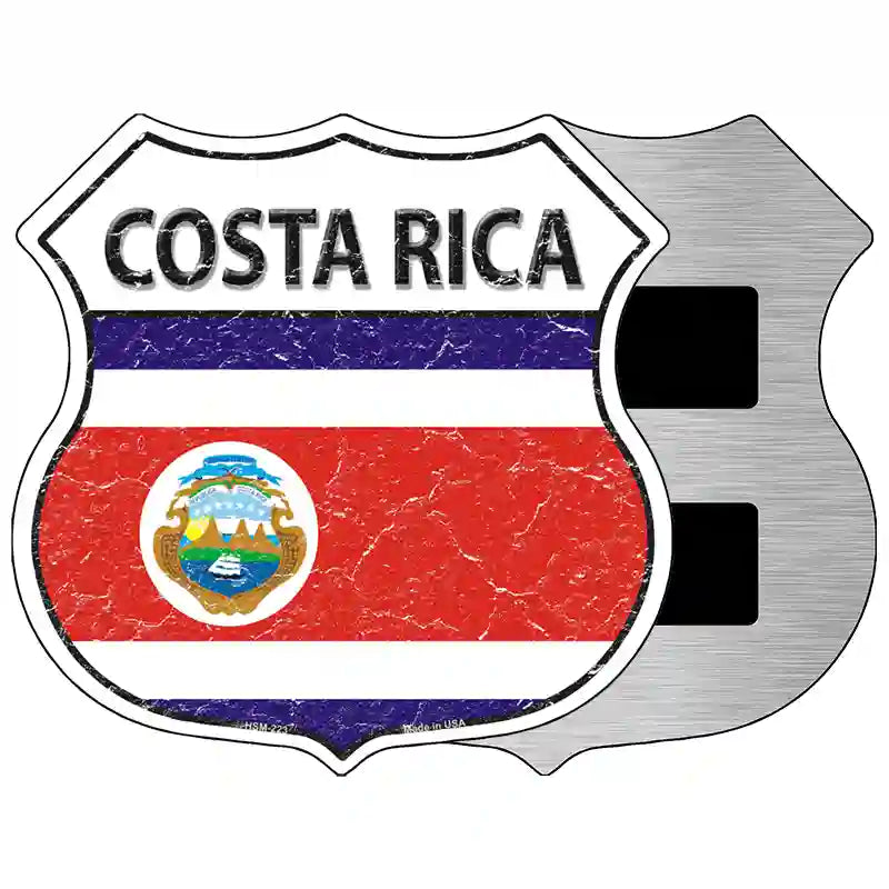 Costa Rica Flag Highway Shield Metal Sign 5" (HSM)