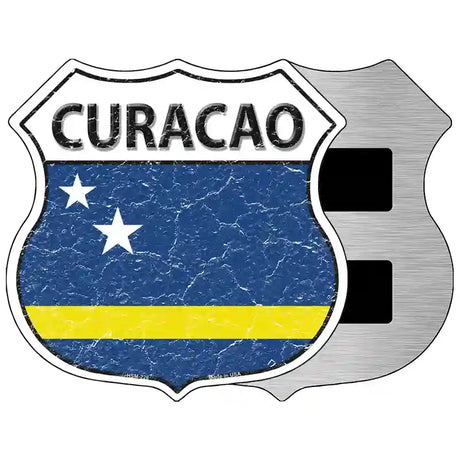 Curacao Flag Highway Shield Metal Sign 5" (HSM)