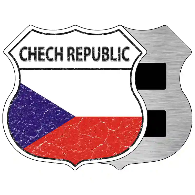 Chech Republic Flag Highway Shield Metal Sign 5" (HSM)