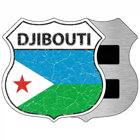 Djibouti Flag Highway Shield Metal Sign 5" (HSM)