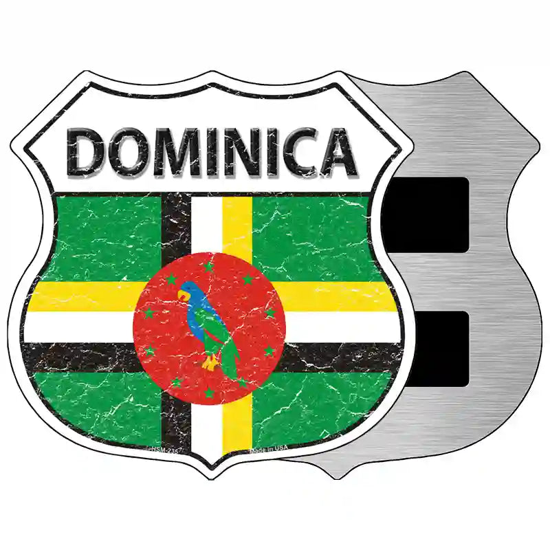 Dominica Flag Highway Shield Metal Sign 5" (HSM)