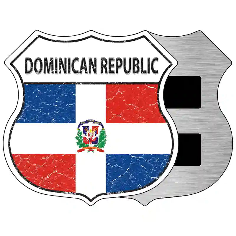 Dominican Republic Flag Highway Shield Metal Sign 5" (HSM)