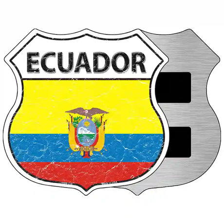 Ecuador Flag Highway Shield Metal Sign 5" (HSM)