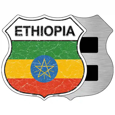 Ethiopia Flag Highway Shield Metal Sign 5" (HSM)