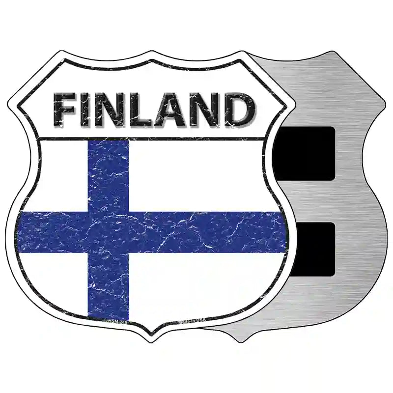 Finland Flag Highway Shield Metal Sign 5" (HSM)