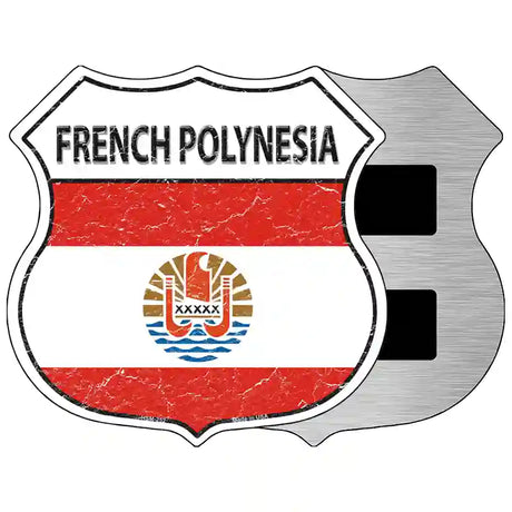 French Polynesia Flag Highway Shield Metal Sign 5" (HSM)