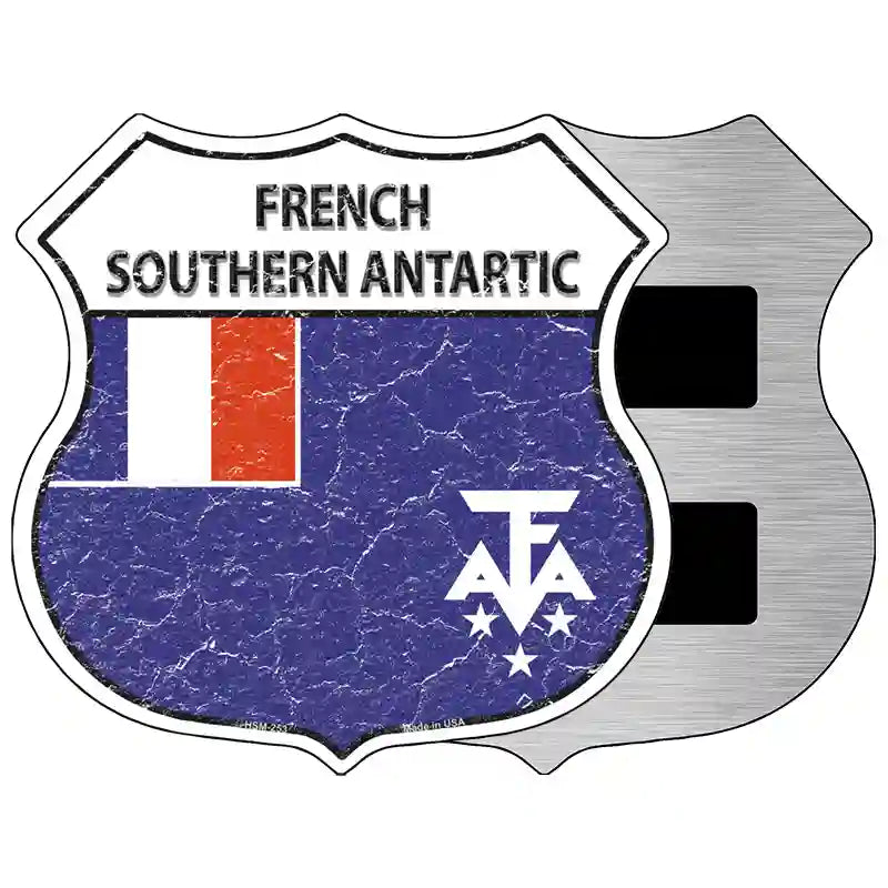 French Southern Antartic Flag Highway Shield Metal Sign 5" (HSM)