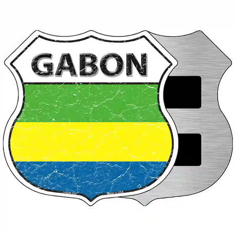 Gabon Flag Highway Shield Metal Sign 5" (HSM)