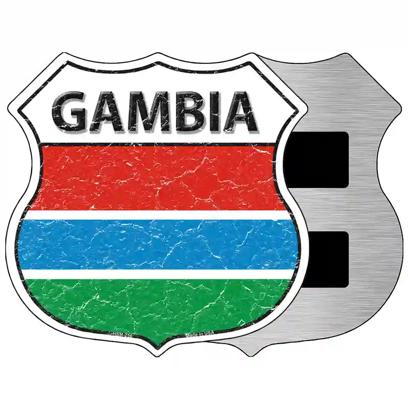 Gambia Flag Highway Shield Metal Sign 5" (HSM)