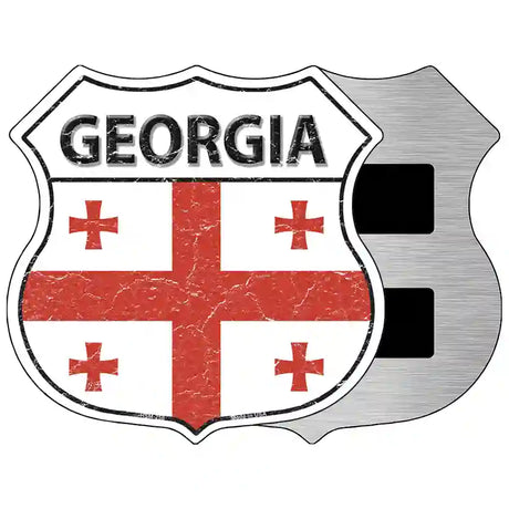 Georgia Flag Highway Shield Metal Sign 5" (HSM)