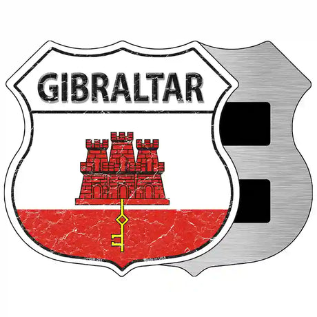 Gibraltar Flag Highway Shield Metal Sign 5" (HSM)