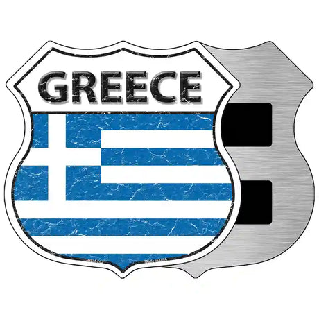 Greece Flag Highway Shield Metal Sign 5" (HSM)