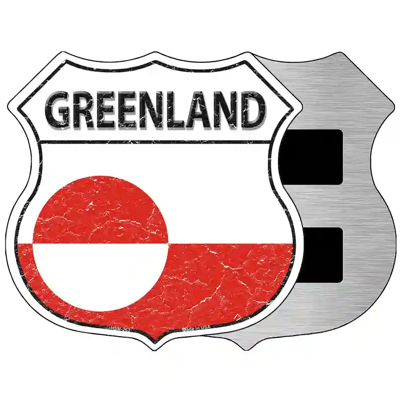 Greenland Flag Highway Shield Metal Sign 5" (HSM)