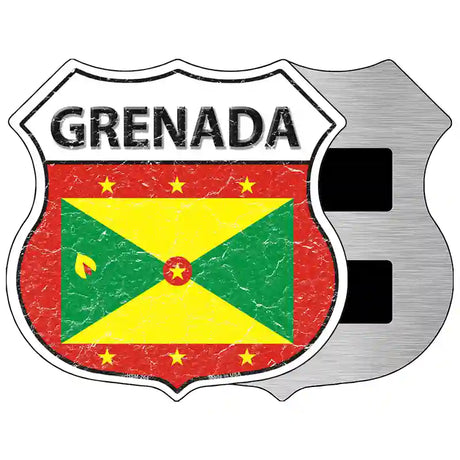 Grenada Flag Highway Shield Metal Sign 5" (HSM)