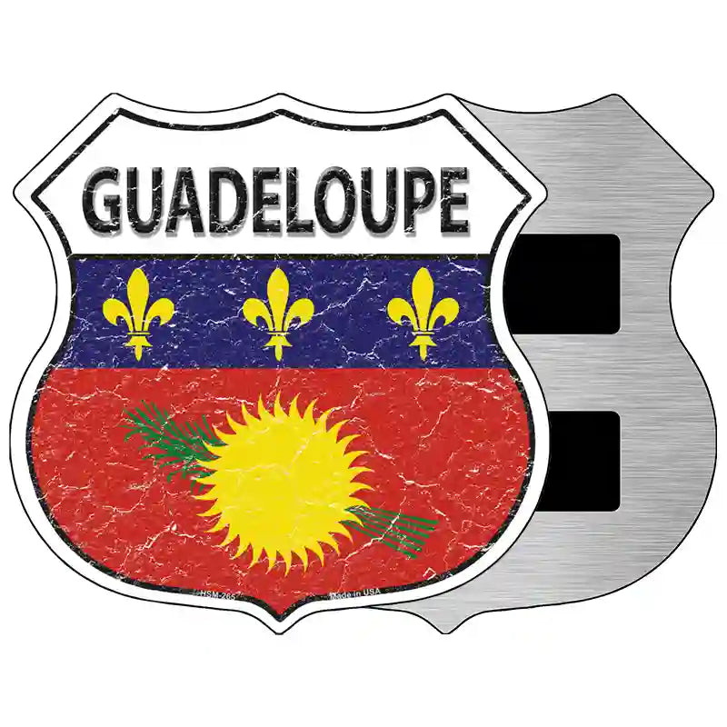 Guadeloupe Flag Highway Shield Metal Sign 5" (HSM)