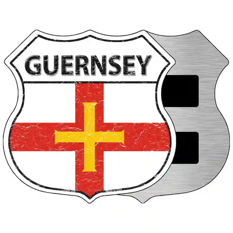 Guernsey Flag Highway Shield Metal Sign 5" (HSM)