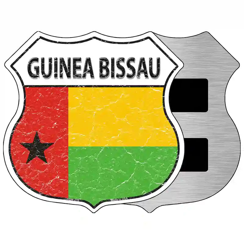 Guinea Bissau Flag Highway Shield Metal Sign 5" (HSM)