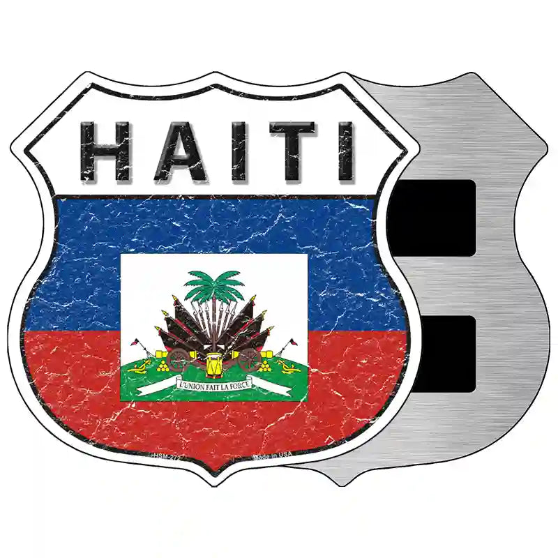 Haiti Flag Highway Shield Metal Sign 5" (HSM)