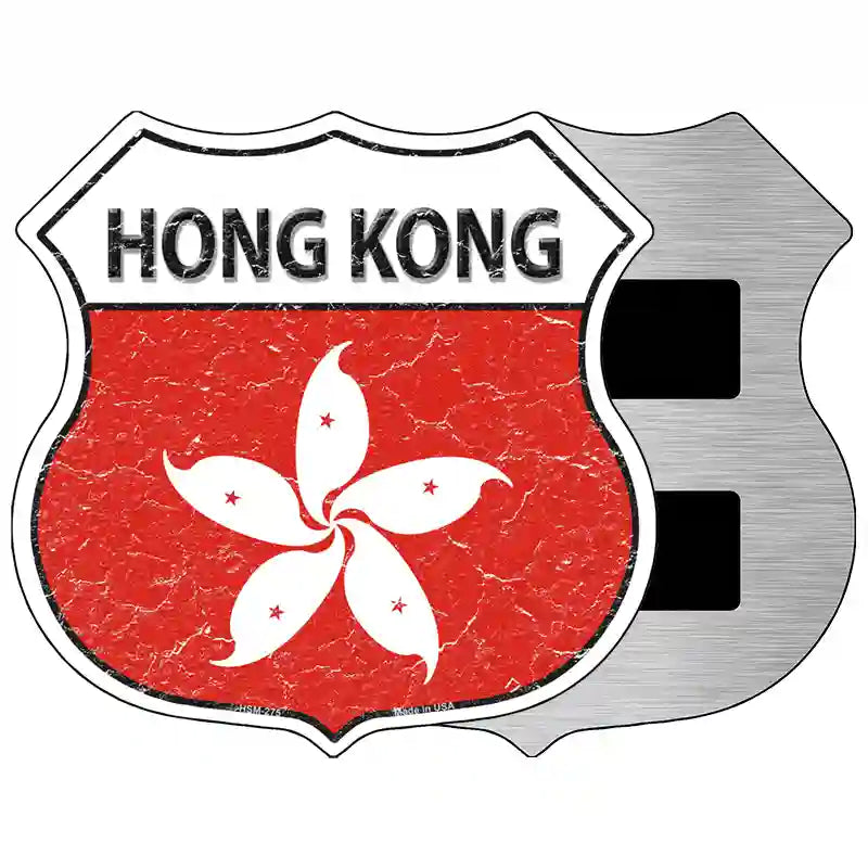 Hong Kong Flag Highway Shield Metal Sign 5" (HSM)