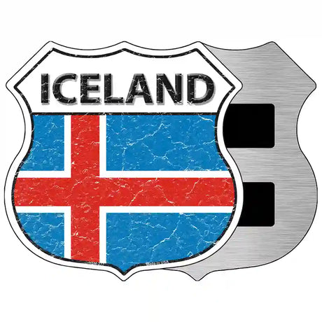 Iceland Flag Highway Shield Metal Sign 5" (HSM)