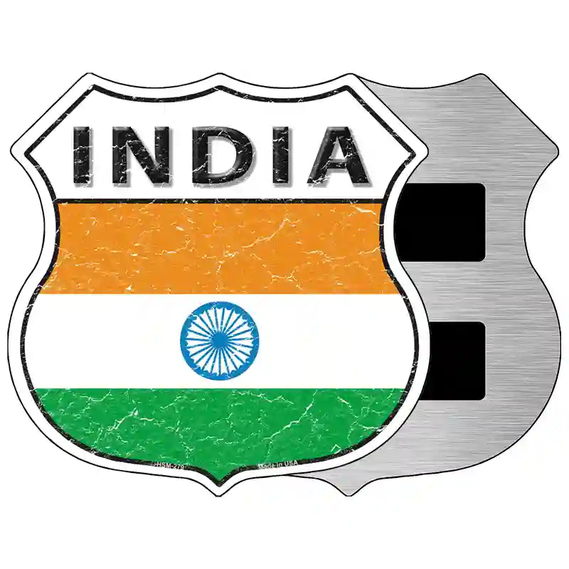 India Flag Highway Shield Metal Sign 5" (HSM)