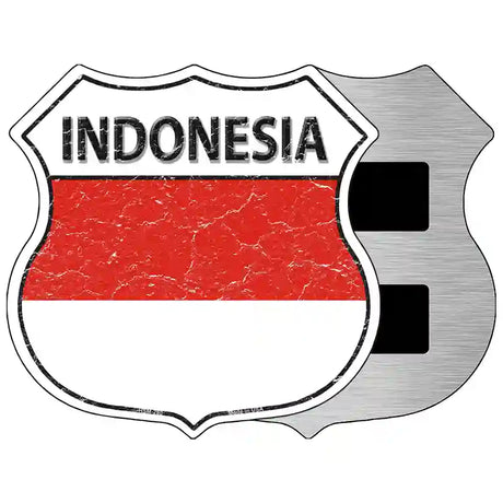 Indonesia Flag Highway Shield Metal Sign 5" (HSM)