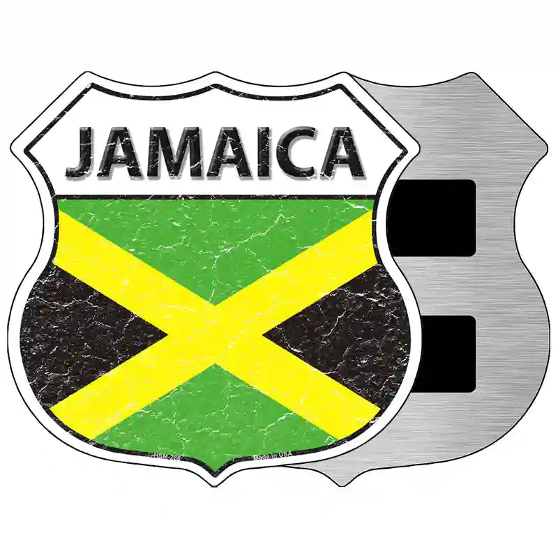 Jamaica Flag Highway Shield Metal Sign 5" (HSM)