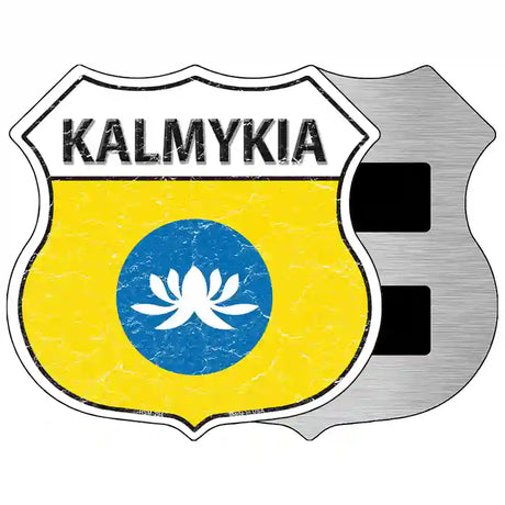 Kalmykia Flag Highway Shield Metal Sign 5" (HSM)