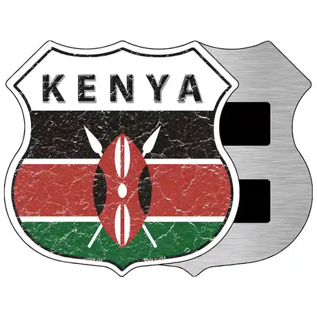 Kenya Flag Highway Shield Metal Sign 5" (HSM)