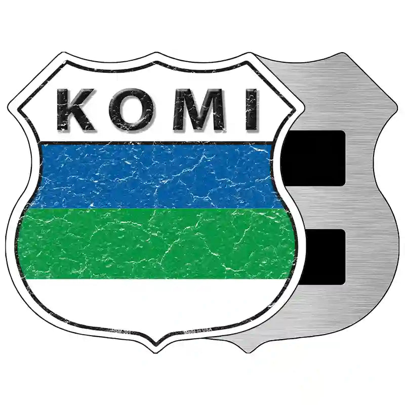 Komi Flag Highway Shield Metal Sign 5" (HSM)