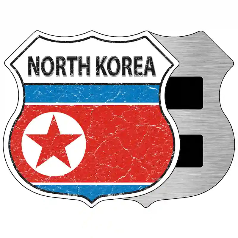 North Korea Flag Highway Shield Metal Sign 5" (HSM)