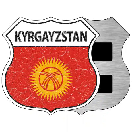 Kyrgayzstan Flag Highway Shield Metal Sign 5" (HSM)