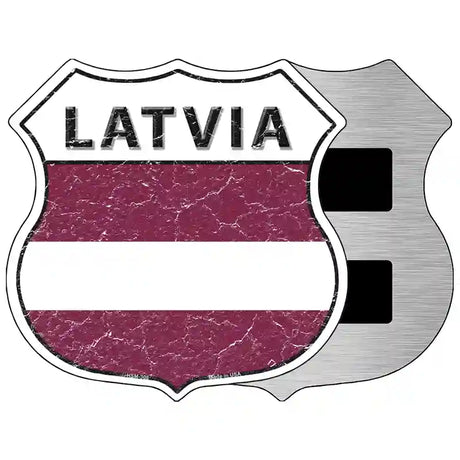 Latvia Flag Highway Shield Metal Sign 5" (HSM)