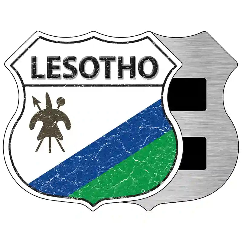 Lesotho Flag Highway Shield Metal Sign 5" (HSM)