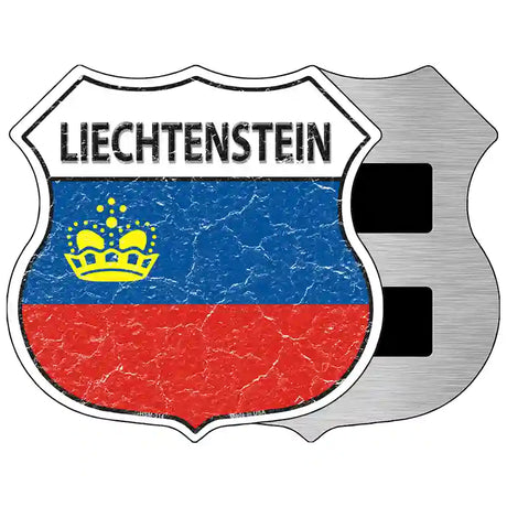 Liechtenstein Flag Highway Shield Metal Sign 5" (HSM)