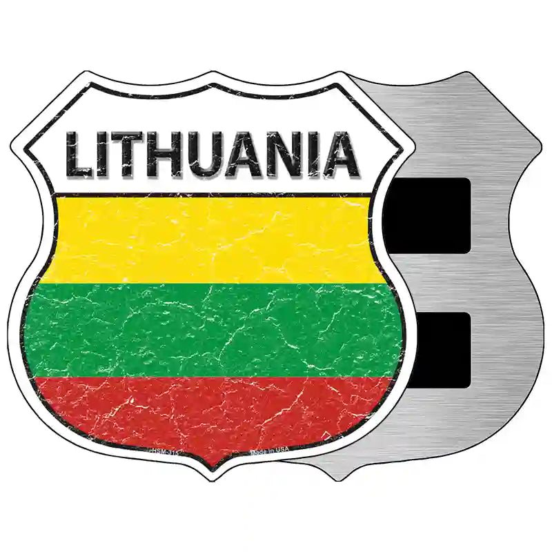 Lithuania Flag Highway Shield Metal Sign 5" (HSM)