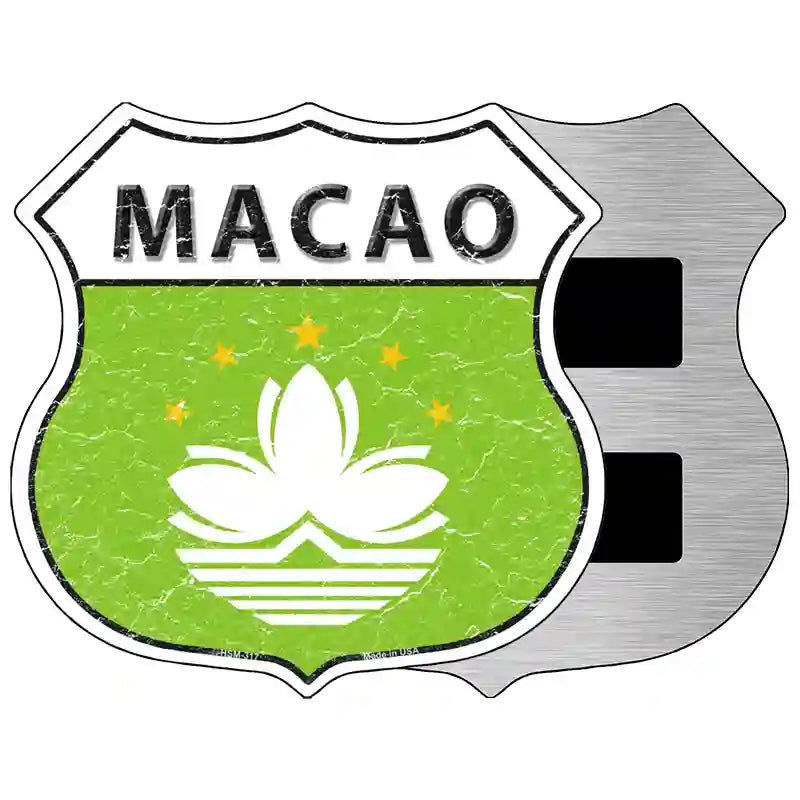 Macao Flag Highway Shield Metal Sign 5" (HSM)