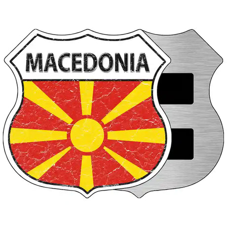 Macedonia Flag Highway Shield Metal Sign 5" (HSM)