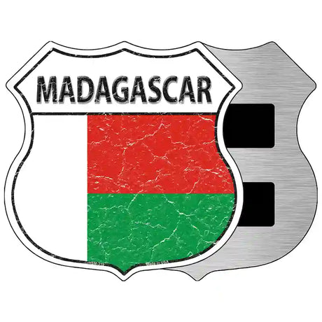 Madagascar Flag Highway Shield Metal Sign 5" (HSM)