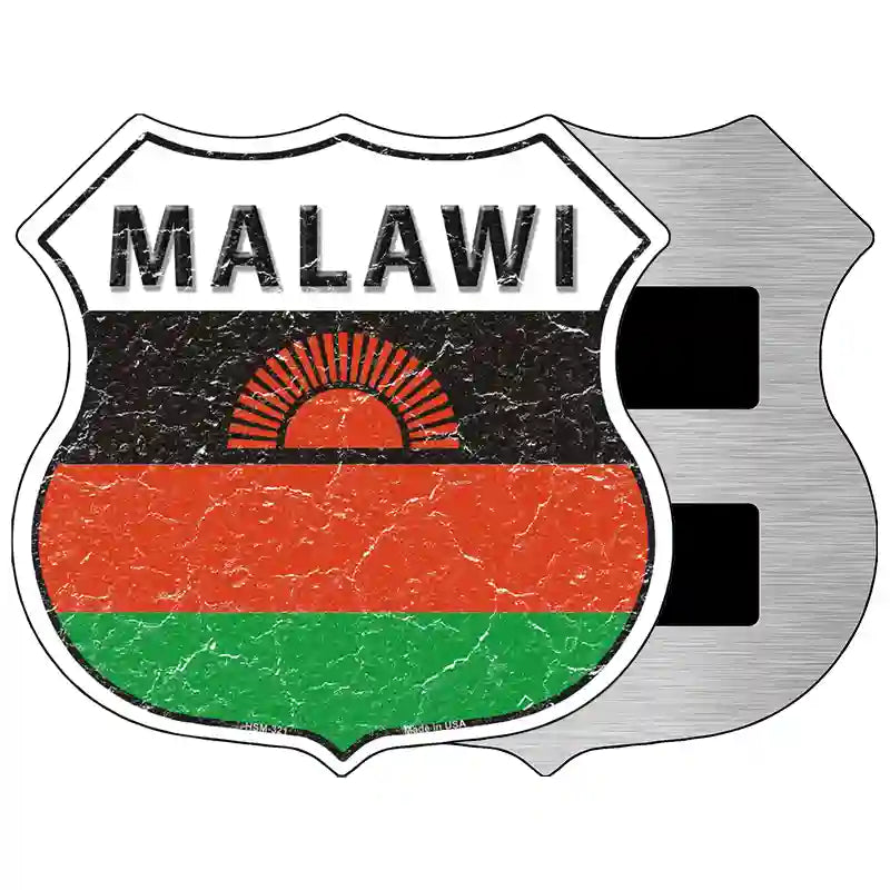 Malawi Flag Highway Shield Metal Sign 5" (HSM)