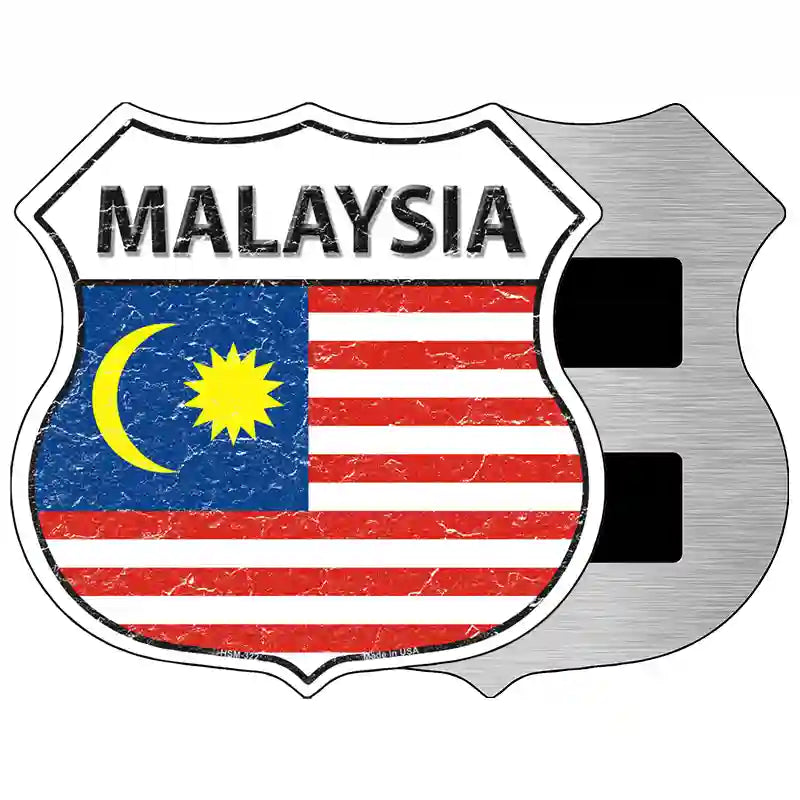 Malaysia Flag Highway Shield Metal Sign 5" (HSM)