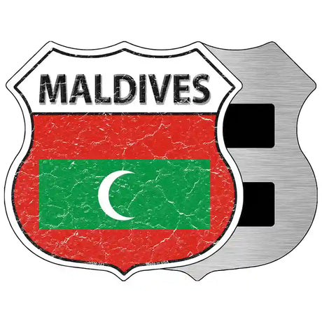 Maldives Flag Highway Shield Metal Sign 5" (HSM)