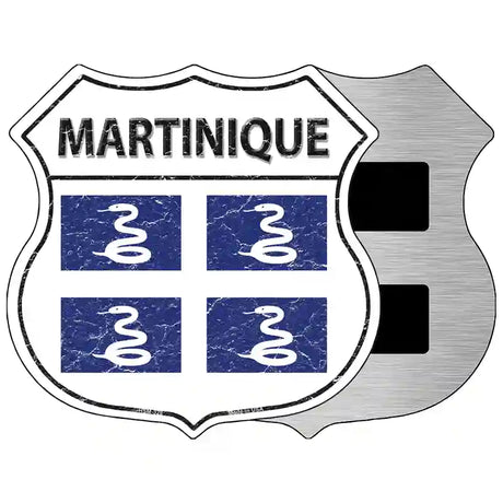 Martinique Flag Highway Shield Metal Sign 5" (HSM)